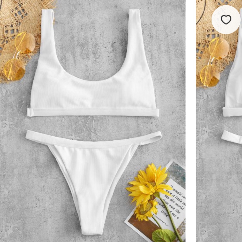 Zaful ribbed high leg padded bikini set